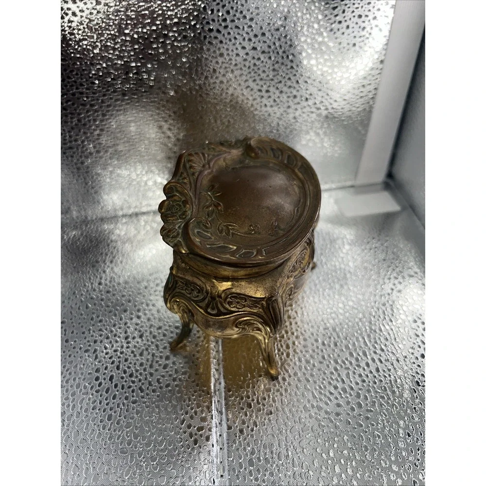 elaborate‎ vintage jewelry casket box brass metal